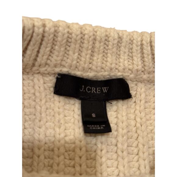 J.Crew Sweater S Ivory Cable Knit Fisherman Chunky Wool Cotton Coastal Chic - Picture 10 of 12